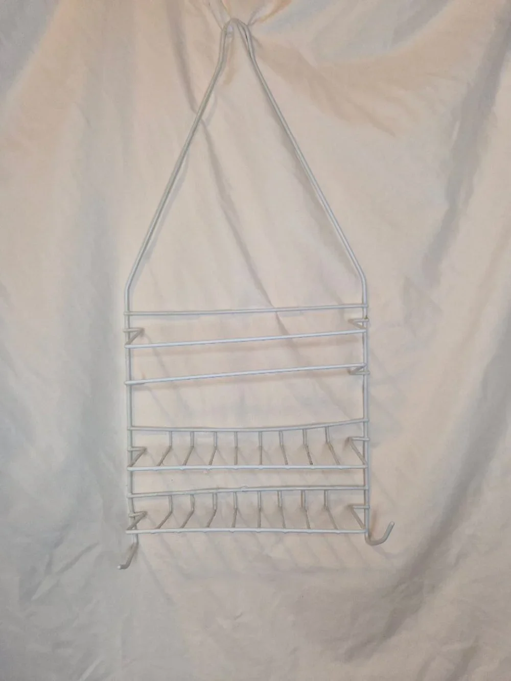 White Over-The-Shower Caddy Wire Organizer Bathroom Storage Shelf Used Condition